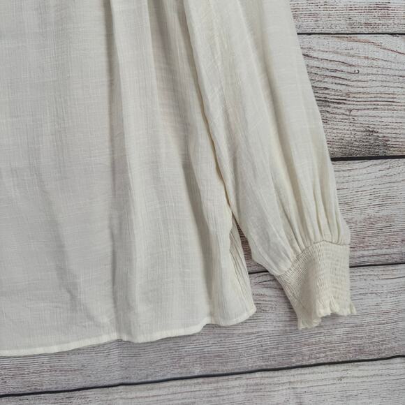 Perch by Blu Pepper Embroidered Blouse Womens 2XL Cream Brown Ruffles - Picture 13 of 13